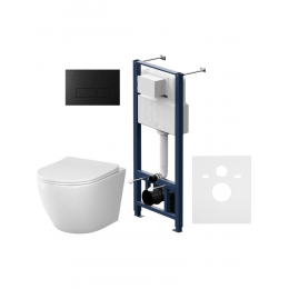 Комплект унитаз с инсталляцией, кнопкой и сиденьем микролифт AM.PM Like IS47038.801900 безободковый