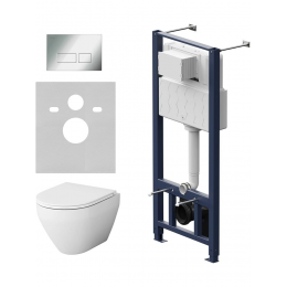 Комплект унитаз с инсталляцией, кнопкой и сиденьем микролифт AM.PM Spirit V2.0 IS47051.701700 безободковый Комплект унитаз с инсталляцией, кнопкой и сиденьем микролифт AM.PM Spirit V2.0 IS47051.701700 безободковый