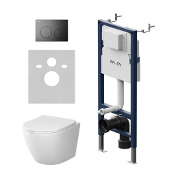Комплект унитаз с инсталляцией, кнопкой и сиденьем микролифт AM.PM Like IS90138.801900 безободковый