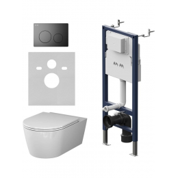 Комплект унитаз с инсталляцией, кнопкой и сиденьем микролифт AM.PM Func IS90138.8F1701 безободковый Комплект унитаз с инсталляцией, кнопкой и сиденьем микролифт AM.PM Func IS90138.8F1701 безободковый