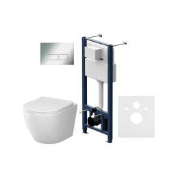 Комплект унитаз с инсталляцией, кнопкой и сиденьем микролифт AM.PM Like IS47051.801900 безободковый