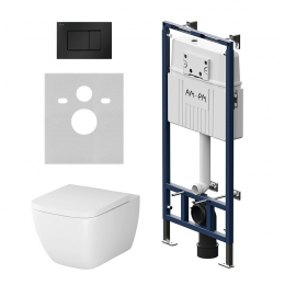 Комплект унитаз с инсталляцией, кнопкой и сиденьем микролифт AM.PM Gem IS100238.901701 безободковый Комплект унитаз с инсталляцией, кнопкой и сиденьем микролифт AM.PM Gem IS100238.901701 безободковый