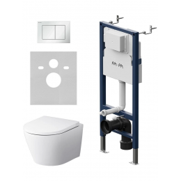 Комплект унитаз с инсталляцией, кнопкой и сиденьем микролифт AM.PM Sense IS90201.741701 безободковый