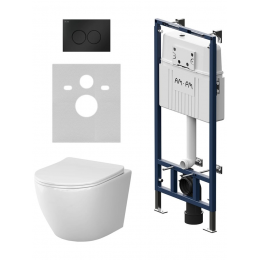 Комплект унитаз с инсталляцией, кнопкой и сиденьем микролифт AM.PM Like IS100138.801900 безободковый