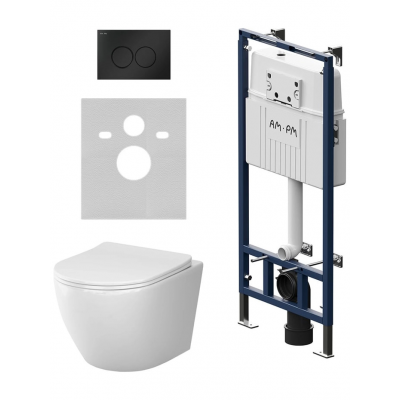 Комплект унитаз с инсталляцией, кнопкой и сиденьем микролифт AM.PM Like IS100138.801900 безободковый купить с доставкой. 100% Оригинал. Гарантия!