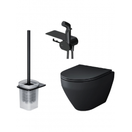 Унитаз подвесной с сиденьем микролифт AM.PM Spirit V2.0 CK70H1103B черный безободковый с гигиеническим душем