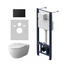 Комплект унитаз с инсталляцией, кнопкой и сиденьем микролифт AM.PM Awe IS49038.111700 безободковый Комплект унитаз с инсталляцией, кнопкой и сиденьем микролифт AM.PM Awe IS49038.111700 безободковый