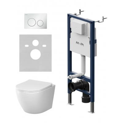 Комплект унитаз с инсталляцией, кнопкой и сиденьем микролифт AM.PM Like IS90101.801900 безободковый купить с доставкой. 100% Оригинал. Гарантия!