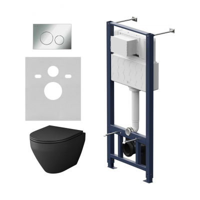 Комплект унитаз с инсталляцией, кнопкой и сиденьем микролифт AM.PM Spirit V2.0 IS49051.701700MB безободковый купить с доставкой. 100% Оригинал. Гарантия!