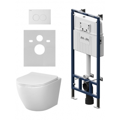 Комплект унитаз с инсталляцией, кнопкой и сиденьем микролифт AM.PM Like IS100101.801900 безободковый купить с доставкой. 100% Оригинал. Гарантия!