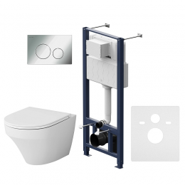 Комплект унитаз с инсталляцией, кнопкой и сиденьем микролифт AM.PM Inspire IS49051.501700 безободковый Комплект унитаз с инсталляцией, кнопкой и сиденьем микролифт AM.PM Inspire IS49051.501700 безободковый