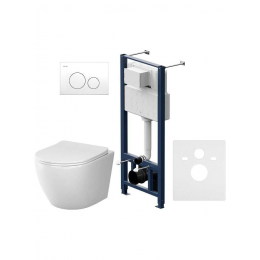 Комплект унитаз с инсталляцией, кнопкой и сиденьем микролифт AM.PM Like IS49001.801900 безободковый