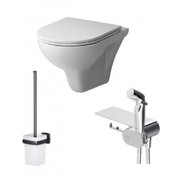 Унитаз подвесной с сиденьем микролифт AM.PM Gem CK90H0203W белый безободковый с гигиеническим душем