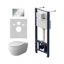 Комплект унитаз с инсталляцией, кнопкой и сиденьем микролифт AM.PM Awe IS49051.111700 безободковый Комплект унитаз с инсталляцией, кнопкой и сиденьем микролифт AM.PM Awe IS49051.111700 безободковый