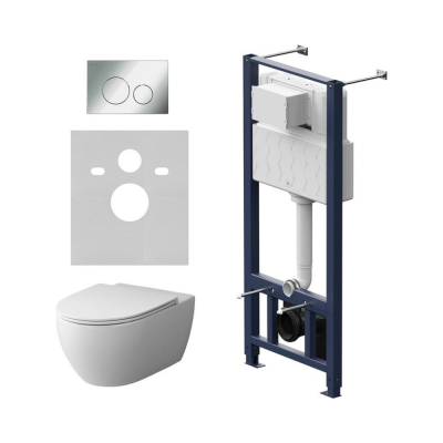 Комплект унитаз с инсталляцией, кнопкой и сиденьем микролифт AM.PM Awe IS49051.111700 безободковый купить с доставкой. 100% Оригинал. Гарантия!