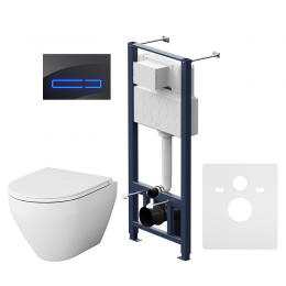Комплект унитаз с инсталляцией, кнопкой и сиденьем микролифт AM.PM Spirit V2.0 IS450A38.701700 безободковый