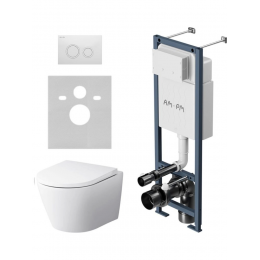 Комплект унитаз с инсталляцией, кнопкой и сиденьем микролифт AM.PM Sense IS110101.741701 безободковый