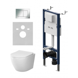 Комплект унитаз с инсталляцией, кнопкой и сиденьем микролифт AM.PM Like IS90251.801900 безободковый