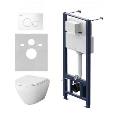 Комплект унитаз с инсталляцией, кнопкой и сиденьем микролифт AM.PM Spirit V2.0 IS49001.701700 безободковый купить с доставкой. 100% Оригинал. Гарантия!