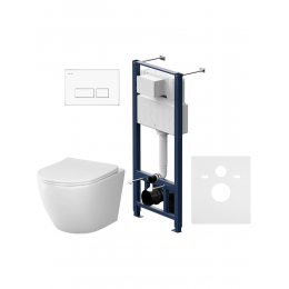 Комплект унитаз с инсталляцией, кнопкой и сиденьем микролифт AM.PM Like IS47001.801900 безободковый