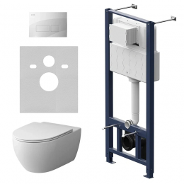 Комплект унитаз с инсталляцией, кнопкой и сиденьем микролифт AM.PM Awe IS47001.111700 безободковый Комплект унитаз с инсталляцией, кнопкой и сиденьем микролифт AM.PM Awe IS47001.111700 безободковый