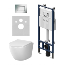 Комплект унитаз с инсталляцией, кнопкой и сиденьем микролифт AM.PM Like IS100251.801900 безободковый