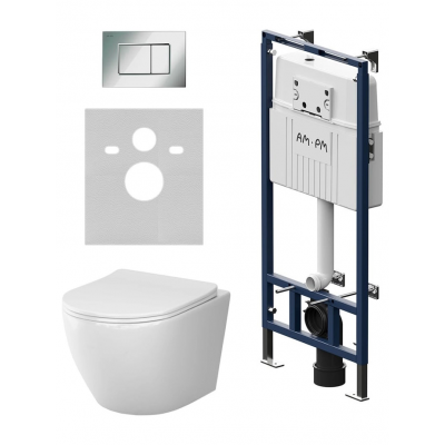 Комплект унитаз с инсталляцией, кнопкой и сиденьем микролифт AM.PM Like IS100251.801900 безободковый купить с доставкой. 100% Оригинал. Гарантия!