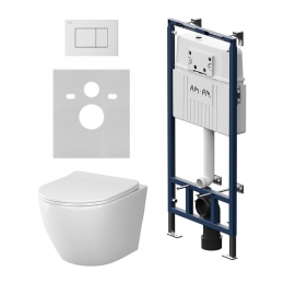 Комплект унитаз с инсталляцией, кнопкой и сиденьем микролифт AM.PM Like IS100201.801900 безободковый