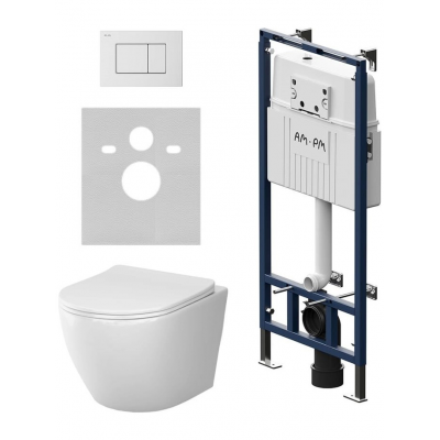 Комплект унитаз с инсталляцией, кнопкой и сиденьем микролифт AM.PM Like IS100201.801900 безободковый купить с доставкой. 100% Оригинал. Гарантия!