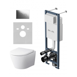 Комплект унитаз с инсталляцией, кнопкой и сиденьем микролифт AM.PM Sense IS110151.741701 безободковый