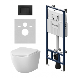 Комплект унитаз с инсталляцией, кнопкой и сиденьем микролифт AM.PM Like IS100238.801900 безободковый