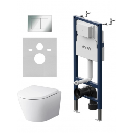 Комплект унитаз с инсталляцией, кнопкой и сиденьем микролифт AM.PM Sense IS90251.741701 безободковый