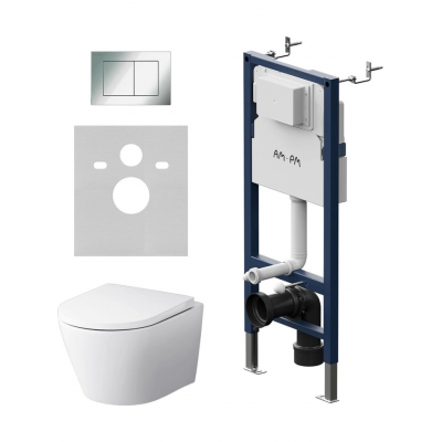 Комплект унитаз с инсталляцией, кнопкой и сиденьем микролифт AM.PM Sense IS90251.741701 безободковый купить с доставкой. 100% Оригинал. Гарантия!