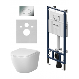 Комплект унитаз с инсталляцией, кнопкой и сиденьем микролифт AM.PM Like IS100151.801900 безободковый