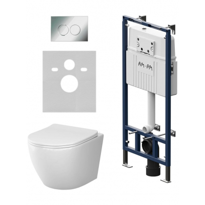 Комплект унитаз с инсталляцией, кнопкой и сиденьем микролифт AM.PM Like IS100151.801900 безободковый купить с доставкой. 100% Оригинал. Гарантия!