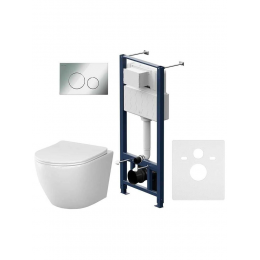 Комплект унитаз с инсталляцией, кнопкой и сиденьем микролифт AM.PM Like IS49051.801900 безободковый