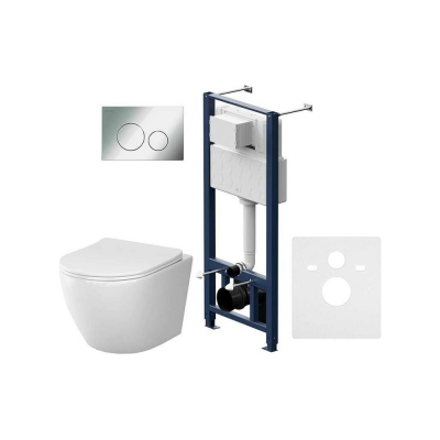 Комплект унитаз с инсталляцией, кнопкой и сиденьем микролифт AM.PM Like IS49051.801900 безободковый купить с доставкой. 100% Оригинал. Гарантия!