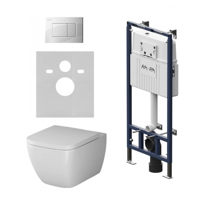 Комплект унитаз с инсталляцией, кнопкой и сиденьем микролифт AM.PM Gem IS100201.901701 безободковый купить с доставкой. 100% Оригинал. Гарантия!