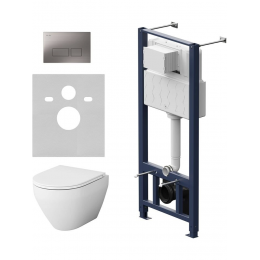Комплект унитаз с инсталляцией, кнопкой и сиденьем микролифт AM.PM Spirit V2.0 IS47031.701700 безободковый