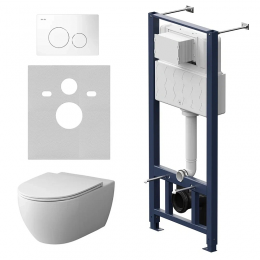 Комплект унитаз с инсталляцией, кнопкой и сиденьем микролифт AM.PM Awe IS49001.111700 безободковый Комплект унитаз с инсталляцией, кнопкой и сиденьем микролифт AM.PM Awe IS49001.111700 безободковый