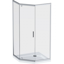 Душевой уголок AM.PM пятиугольный Gem 90 см. профиль хром, стекло прозрачное
