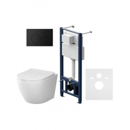 Комплект унитаз с инсталляцией, кнопкой и сиденьем микролифт AM.PM Like IS49038.801900 безободковый