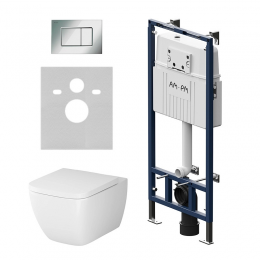 Комплект унитаз с инсталляцией, кнопкой и сиденьем микролифт AM.PM Gem IS100251.901701 безободковый