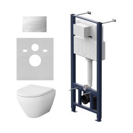 Комплект унитаз с инсталляцией, кнопкой и сиденьем микролифт AM.PM Spirit V2.0 IS47001.701700 безободковый