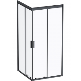 Душевое ограждение AM.PM Gem Square Slide 90x90 см. профиль черный, стекло прозрачное