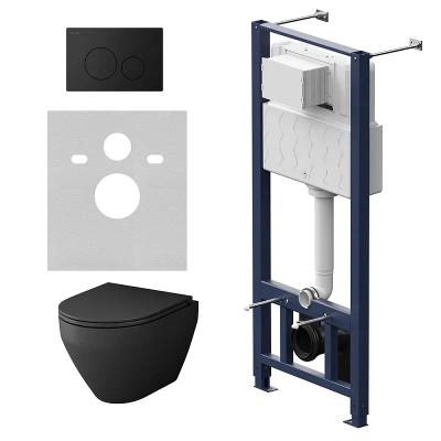 Комплект унитаз с инсталляцией, кнопкой и сиденьем микролифт AM.PM Spirit V2.0 IS49038.701700MB безободковый купить с доставкой. 100% Оригинал. Гарантия!