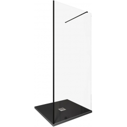 Душевая перегородка Allen Brau Infinity 90 см. профиль черный, стекло прозрачное