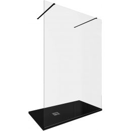 Душевая перегородка Allen Brau Infinity 140 см. профиль черный, стекло прозрачное