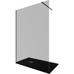 Душевая перегородка Allen Brau Infinity 140 см. профиль черный, стекло прозрачное