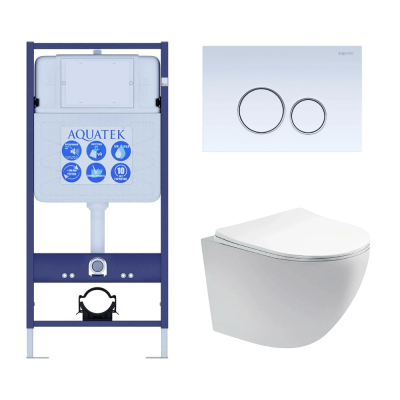 Комплект унитаз с инсталляцией, кнопкой и сиденьем микролифт Aquatek Европа SET AQUATEK ЕВРОПА T KDI15 безободковый купить с доставкой. 100% Оригинал. Гарантия!